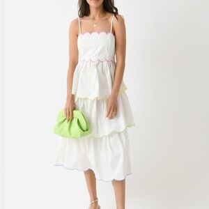 ENGLISH FACTORY
Women's Scallop Sleeveless Tiered Dress